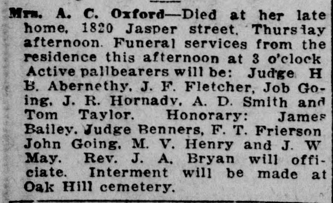 A.C. Oxford obituary